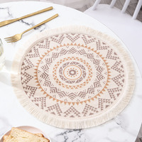 Nouveau Tapis de Table Rond en Coton et Lin Imprimé, Style Nordique, Isolation Thermique, Décoration Maison NLS - Vente Flash Usine RTS