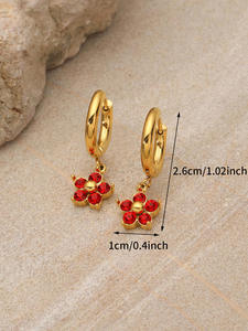Boucles d'oreilles en acier inoxydable en forme de fleur, pierres de naissance, symbole de perfection, cadeau d'Halloween et de Noël pour petite amie - Product Image 6