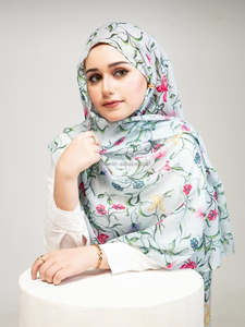 Modello stampato vendita calda OEM/bandane etniche 2025 nuovo Lenzing modale Rayon viscosa Hijab per le donne ossidiana grigio - Product Image 2