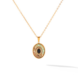 Vintage Obsidian Crystal <b>Abalone</b> <b>Shell</b> Round Pendant Necklace Anti Tarnish Stainless Steel Women Fashion Jewelry Wholesale - Product Image 6
