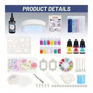 ชุดทำเครื่องประดับเรซิ่นทำมือ DIY พร้อมหลอดไฟ UV LED แบบใส แม่พิมพ์ซิลิโคน กลิตเตอร์ ฟอยล์ ดอกไม้ จี้ พวงกุญแจ และอุปกรณ์เสริม - Product Image 4