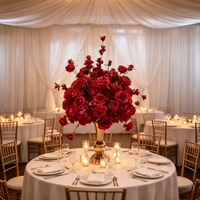 En stock aux États-Unis, boule de fleurs artificielles classique rouge 5D de 50 cm, boule de fleurs artificielles pour mariage, centre de table pour la décoration de table de banquet