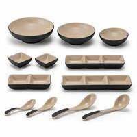 Service de table d'hôtel : Ensemble de vaisselle en mélamine couleur mocha clair, plateau incassable, pour l'hôtellerie en gros en Égypte et en Afrique, OEM