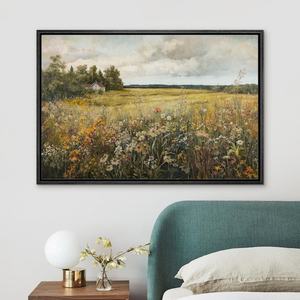 Peinture à l'huile de paysage contemporaine, peinte à la main, encadrée, pour la décoration artisanale rétro-moderne de la maison ou du bureau - Product Image 4