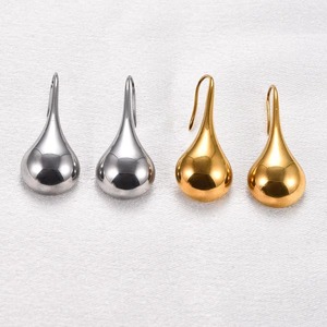 Pendientes Colgantes de Acero Inoxidable para Mujer, Pulidos, en Forma de Gota, Color Plata/Oro, Accesorios de Joyería para Perforación de Oreja - Product Image 6