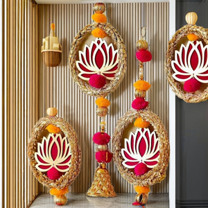 Arte de Pared de Tela Hecho a Mano, Elegante Estilo Art Deco, Colección AARNA, Decoración para el Hogar, Bodas, Cumpleaños, Decoración Colgante de Varias Piezas - Product Image 2