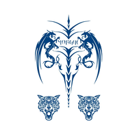 BXTAT Semi-Permanent Bleu Genipa Jus Tatouage Demi-Face Loup Renard Volant Dragon Croix Mandala Épine Pomme GZ013to18 Temporaire
