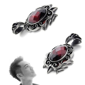 yunnique Stainless Steel <b>Red</b> Gemstone Teardrop Pendant Solitaire For Men And Women Fashion Necklace Charm - Product Image 1