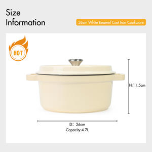 Raylon Kookgerei Fabrikanten 24Cm 25Cm 26Cm Wit Rood Groen Oranje Vintage Geëmailleerd Gietijzeren Kookgerei - Product Image 5