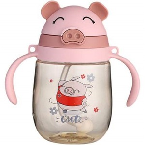 Botella de agua con diseño de cerdito para niños, con asas dobles y pajita, para niños de 1 a 2 años, material PP - Product Image 5