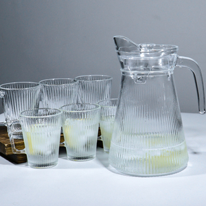 <span class=keywords><strong>Carafe</strong></span> en verre de qualité supérieure grande capacité avec couvercle et poignée, ensemble de carafes à eau chaude/froide avec tasses et accessoires de service - Product Image 2