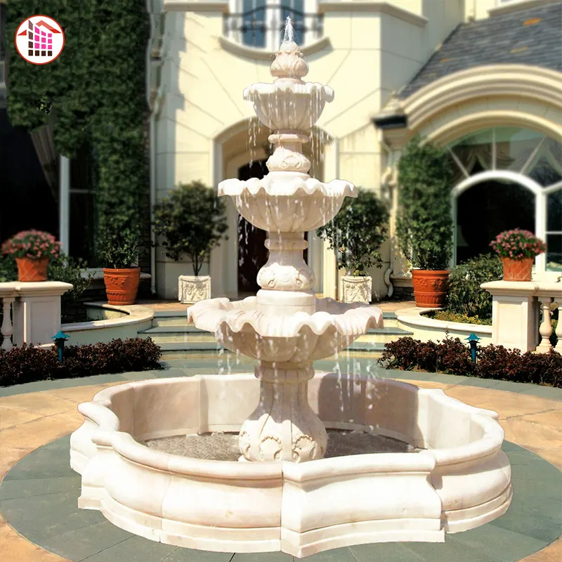 1Premium Outdoor White Marble Water Fountain For Outdoor