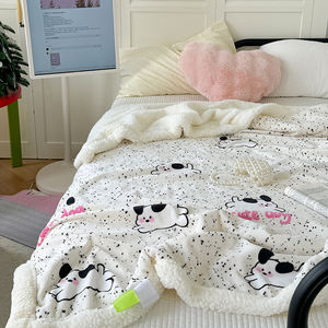 High Gram Weight Lamb Fleece Printed Blanket 100% Polyester Knitted Embroidered Pattern New <strong>Single</strong> Nap Cover <strong>Bedding</strong> Spread - Product Image 5