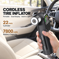 Pompe à air pour voiture ABS 12V à gonflage rapide, lumière d'urgence, gonflage des pneus de voiture, sans fil, portable, affichage numérique, rechargeable