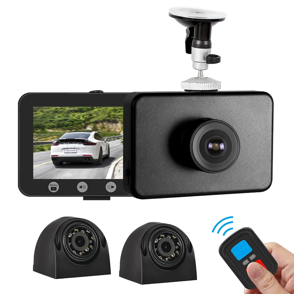 VSYS Wi-Fi 3CH 4.5'' LCD Truck Trailer RV Dash Cam, GPS Waterproof Front 1080P & Sides 720P Infrared Night Vision Backup Camera