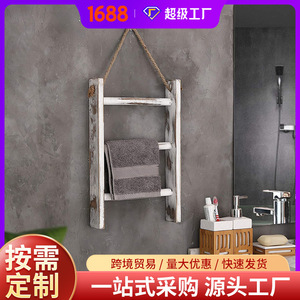 Solid Wood Wall Mounted Towel Rack 3 <b>Bars</b> 26cm Width Organizer <b>Shelf</b> Bathroom Vanity Storage Rack Entryway Decor - Product Image 5