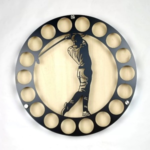 Grand présentoir de rangement vertical pour équipement de golf, avec supports pour petits articles, support de suspension personnalisé pour accessoires de mode, et porte-tee en bois - Product Image 3