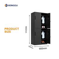 Armoire de rangement en acier noir à quatre portes, casier métallique pour vêtements, penderie de chambre à coucher avec tringle de suspension pour dortoir scolaire