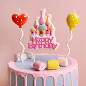 Velas de Pastel de Cumpleaños Sin Humo con Diseño de Castillo, Lindas Velas de Pastel con Globos de Dibujos Animados para Fiestas de Halloween y Cumpleaños, Accesorios para Fotos - Product Image 1
