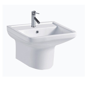Lavabo de Cerámica de Pared Ouni, Lavabo de Pilar Sencillo con Un Solo Orificio, 520x450mm - Product Image 1