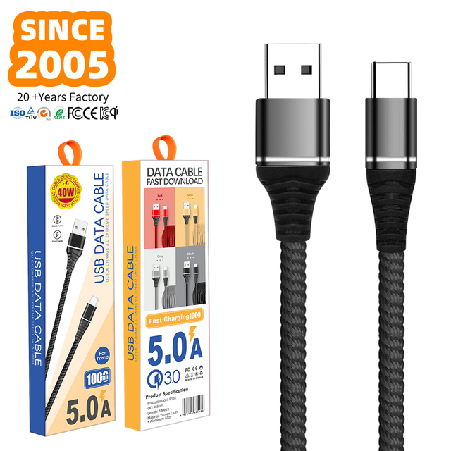 Factory Custom High Speed 2.4A Type-C TPE Charging Cable 1m Durable Mobile Phone Charger Cord Wholesale