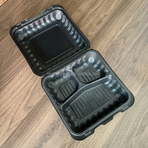 Contenedores de Poliestireno Expandido de 9x9x3 con 3 Compartimentos, Alternativa a los Envases MFPP, Tipo Concha, Negros, para Comida Mexicana para Llevar, Lonchera - Product Image 5