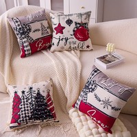 Housses de coussin de Noël, motifs bonhomme de neige, sapin de Noël, imprimé à carreaux, noir, rouge, blanc, style vintage, plusieurs designs