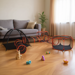 Tente de jeu portable pour chat, tunnels, enclos, intérieur/extérieur, fournitures pour petits animaux, matériau Oxford, utilisation toutes saisons - Product Image 2