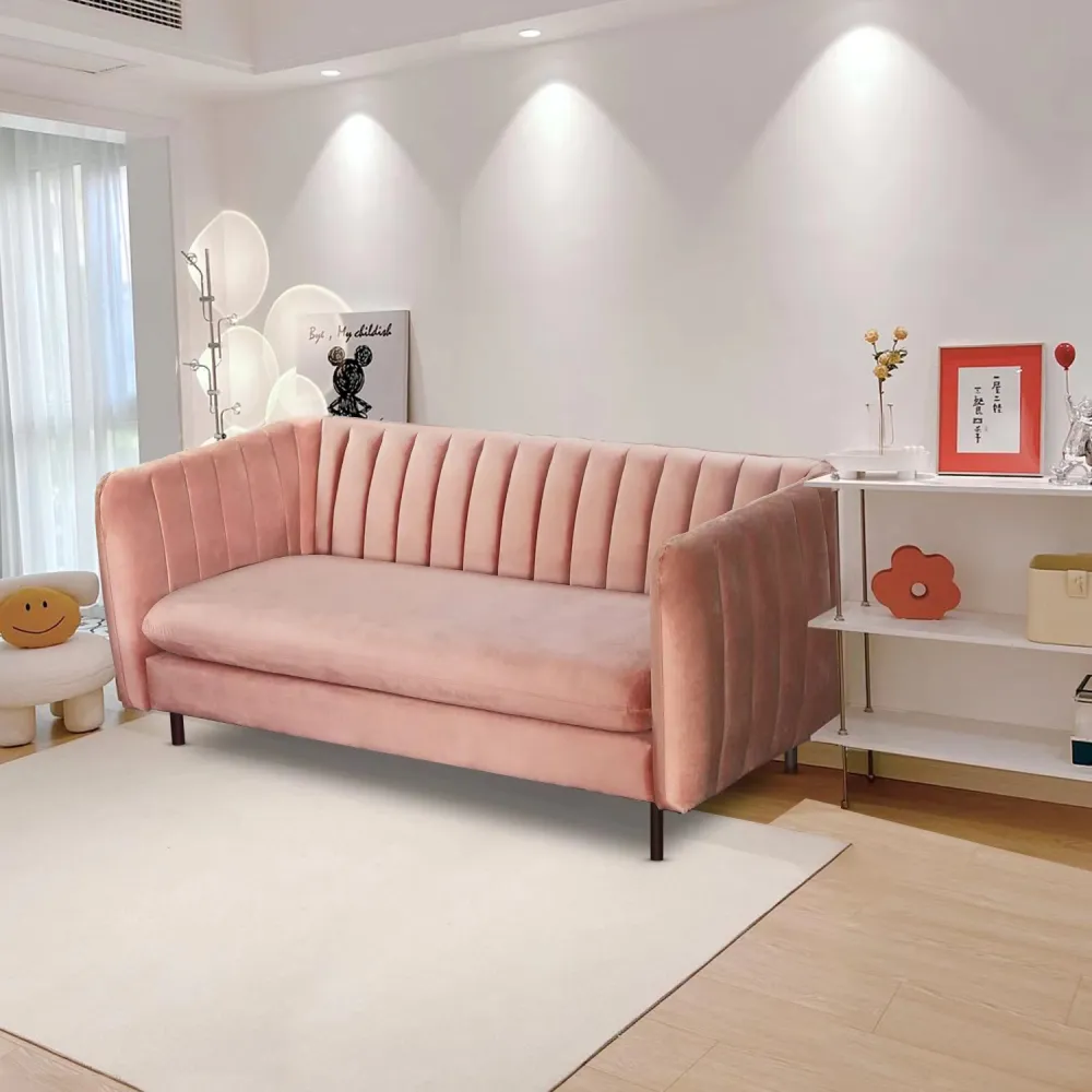 Großhandel Modern Sofa Custom Velvet 2-Sitzer Love Seat Wohnzimmer möbel Pink Sofa Couch Wohnzimmer Sofas Nordic