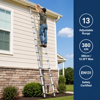 Échelle télescopique en aluminium 12,5 pieds (3,8 m) EN131, portable, pliable, multi-usage, robuste, capacité 150 kg