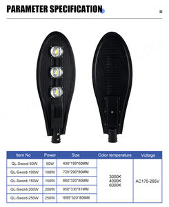 Usine en gros IP65 étanche 6000K en alliage d'aluminium lampadaires extérieurs économie d'énergie LED 50W 250W éclairage d'alimentation ca - Product Image 2