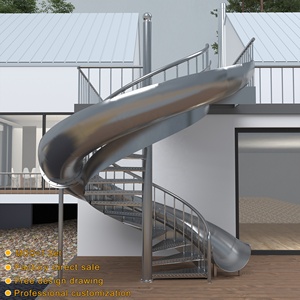 <span class=keywords><strong>Escalier</strong></span> <span class=keywords><strong>en</strong></span> spirale extérieur <span class=keywords><strong>en</strong></span> acier inoxydable avec toboggan tubulaire entièrement fermé pour les espaces extérieurs au bord de la piscine - Product Image 5
