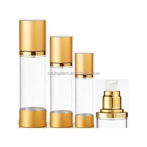 Großhandel 15 ml 30 ml 50 ml silber gold kunststoff luftlose Lotion Pumpflasche für Kosmetikverpackung