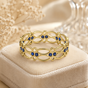 Anello Traforato con Accento Blu per Donne, Anello da Dito Minimalista alla Moda - Product Image 6