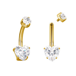 GZN Vente en gros de piercings en titane hautement polis Anneau de nombril en cristal de cœur Anneau de nombril Anneau de corps en forme de nombril Bijoux de mode - Product Image 5