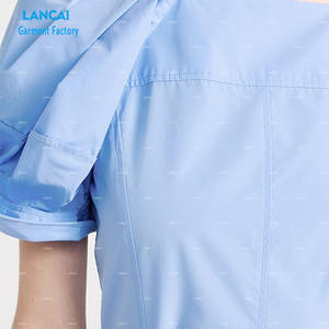 Casual cinturón colapsado Bloom mangas plisado Puff cintura cuello alto botón detalle oculto gancho y ojo cremallera espalda Midi - Product Image 4