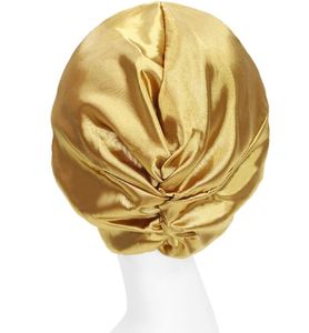 En gros, Turban plissé en satin de soie avec logo personnalisé, style arabe et indien, bonnet de costume Swami, bonnet de chimiothérapie pour dormir - Product Image 2