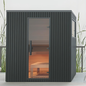 Phòng xông hơi khô truyền thống kiểu Phần Lan hiện đại, lớn, đẹp, sử dụng gỗ Hemlock nguyên khối, hồng ngoại xa, bán buôn. - Product Image 4