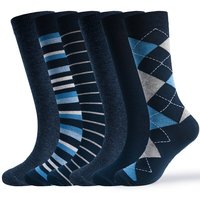 Chaussettes pour hommes Burlington Basic à motif Argyle, lot de 2 paires, coton, boîte cadeau, mélange bleu 0070 36-41