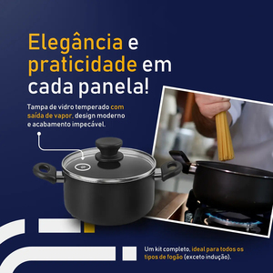 Juego de Ollas y Sartenes Modernas de Cerámica con Revestimiento de Mármol, Tapas de Vidrio, Asas de Baquelita, Antiadherentes, de Aluminio, Aptas para Inducción y Lavavajillas - Product Image 5