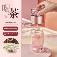 Tasse à thé en verre double paroi avec filtre de séparation thé et eau, résistante aux hautes températures, luxe léger, portable, unisexe, pour les voyages