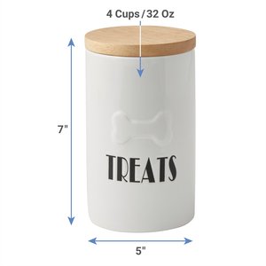 Pot de stockage de nourriture des animaux, décor à personnaliser, boîte de rangement de biscuits, pot de friandises en céramique pour chien avec couvercle en bois - Product Image 2
