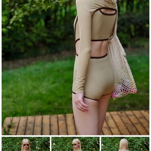 ชุดว่ายน้ำแบบสองชิ้น Illusion ดีไซน์ลายผลไม้ พร้อมแขนกันแดด ผลิตจากผ้าสแปนเด็กซ์/โพลีเอสเตอร์ ยืดหยุ่น ระบายอากาศได้ดี - Product Image 6