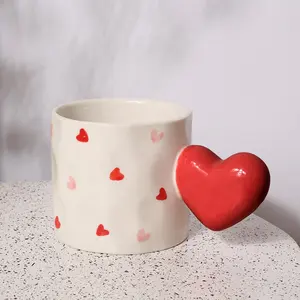 Three-dimensional Love Handle mug Valentine's Day gift pair cup cute hand-painted ceramic cup