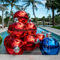 Décoration Boule à Miroir Gonflable Ballon Miroir Géant Sphère Miroir pour Fête Boule Rouge Scellée Grande Boule Brillante Couleur Rouge