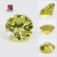 Batu Permata CZ Potongan Bulat Brilian 8mm Warna Kuning Peridot Kelas 4A 5A Grosir Baifu