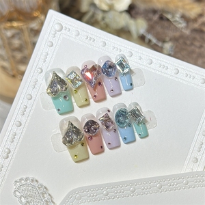 <span class=keywords><strong>Uñas</strong></span> Postizas de Acrílico de Lujo <span class=keywords><strong>con</strong></span> Diseño de Corazón, Hechas a Mano, de Alta Calidad, Venta al Por Mayor - Product Image 1