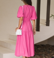 Nouvelle arrivée Offre Spéciale mode femmes robe en gros 100% coton personnalisé marque oeillet broderie cordon taille manches bouffantes robe