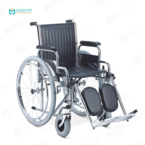 Sedia a Rotelle in Acciaio con Poggiapiedi Elevabile, Ruote Posteriori Solide da 24 Pollici, Pieghevole, Manuale, per Assistenza Domiciliare di Adulti Disabili - Product Image 2