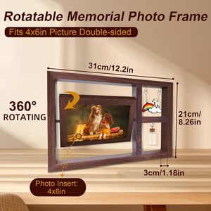 Wooden Pet <b>Photo</b> <b>Frame</b> <b>Double</b>-Sided Rotatable Desktop Handmade For Cat Dog Memorial - Product Image 4